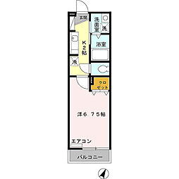 京王線 幡ヶ谷駅 徒歩13分の賃貸アパート 2階1Kの間取り