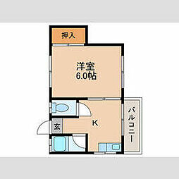 東武東上線 大山駅 徒歩12分の賃貸アパート 2階1Kの間取り