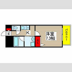 京成本線 京成大久保駅 徒歩3分の賃貸マンション 4階1Kの間取り