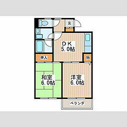 サンライズマンション小平 4階2DKの間取り