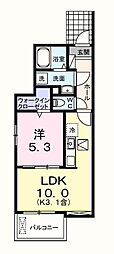 アルドーレII 1階1LDKの間取り