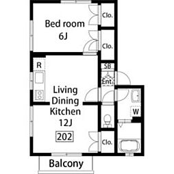 多摩都市モノレール 松が谷駅 徒歩13分の賃貸アパート 2階1LDKの間取り