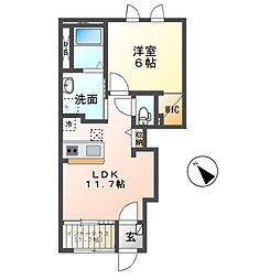 エトワール 1階1LDKの間取り
