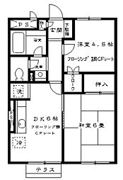 メゾネットプラザ南柏1 2DKの間取図画像
