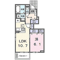 JR東北本線 古河駅 バス7分 西女沼下車 徒歩6分の賃貸アパート 1階1LDKの間取り