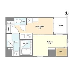 グランカーサ王子III 7階1DKの間取り