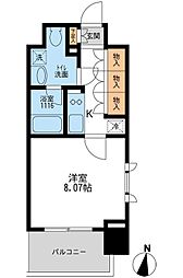 東京メトロ半蔵門線 清澄白河駅 徒歩2分の賃貸マンション 13階1Kの間取り