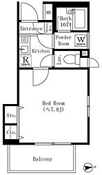 東京メトロ副都心線 西早稲田駅 徒歩8分の賃貸マンション 3階1Kの間取り