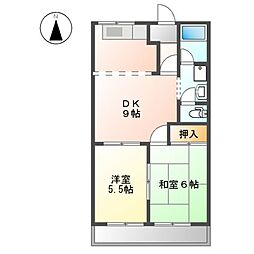 近鉄名古屋線 近鉄弥富駅 徒歩27分の賃貸アパート 2階2DKの間取り