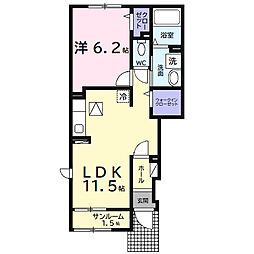 エアリーＡ 1階1LDKの間取り