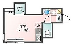 西武池袋線 椎名町駅 徒歩3分の賃貸アパート 1階ワンルームの間取り
