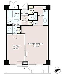都営浅草線 泉岳寺駅 徒歩5分の賃貸マンション 2階1LDKの間取り
