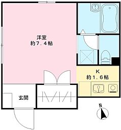 グリーングラス北新宿 1階ワンルームの間取り