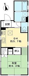 グリーングラス北新宿 1階1DKの間取り