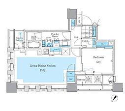 東京メトロ有楽町線 月島駅 徒歩2分の賃貸マンション 5階1LDKの間取り