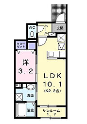 アルドーレ 1階1LDKの間取り