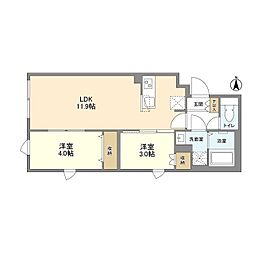 ウェルスクエア笹塚II 3階2LDKの間取り