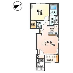 JR高崎線 神保原駅 徒歩17分の賃貸アパート 1階1LDKの間取り