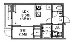 ＫＥＩＡＩ　ＲＥＳＩＤＥＮＣＥ　東村山 2階1LDKの間取り