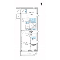 東急池上線 池上駅 徒歩4分の賃貸マンション 3階2LDKの間取り