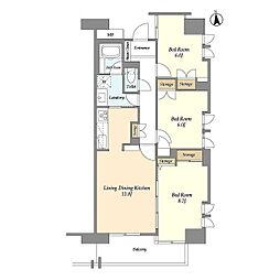 東武東上線 志木駅 徒歩7分の賃貸マンション 12階3LDKの間取り