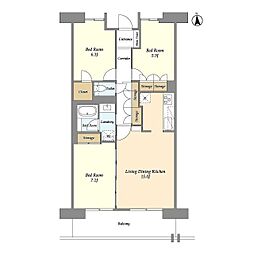 東武東上線 志木駅 徒歩7分の賃貸マンション 12階3LDKの間取り