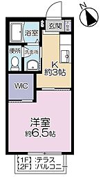 ヴェルドミールB 1階1Kの間取り