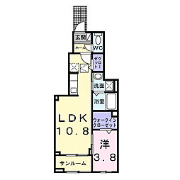 ヴェルドミール 1階1LDKの間取り