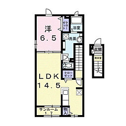 多摩都市モノレール 大塚・帝京大学駅 バス7分 多摩第二小学校下車 徒歩5分の賃貸アパート 2階1LDKの間取り