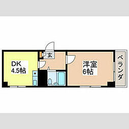 都営三田線 志村三丁目駅 徒歩3分の賃貸マンション 2階1DKの間取り