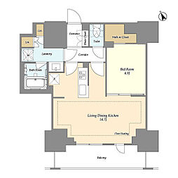 オアーゼ日暮里レジデンス 1011 10階1LDKの間取り