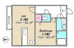 西武新宿線 鷺ノ宮駅 徒歩8分の賃貸アパート 1階1LDKの間取り