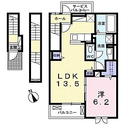 西武新宿線 狭山市駅 徒歩8分の賃貸アパート 3階1LDKの間取り