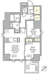 JR総武本線 馬喰町駅 徒歩2分の賃貸マンション 3階2LDKの間取り