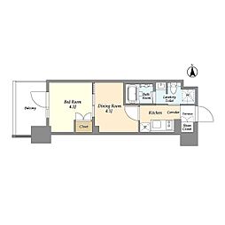 ジオエント上野稲荷町 4階2Kの間取り