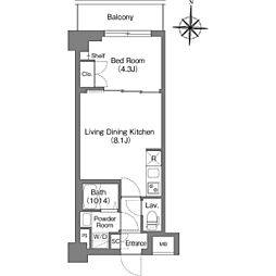 都営新宿線 大島駅 徒歩7分の賃貸マンション 4階1LDKの間取り