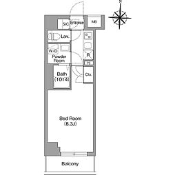 都営新宿線 大島駅 徒歩7分の賃貸マンション 5階1Kの間取り