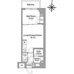 都営新宿線 大島駅 徒歩7分の賃貸マンション 2階1LDKの間取り