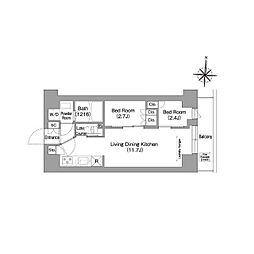 京急本線 青物横丁駅 徒歩5分の賃貸マンション 9階2LDKの間取り