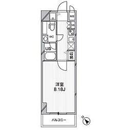 ルクレ西馬込 2階1Kの間取り