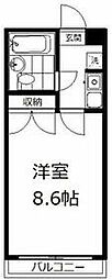 JR横須賀線 保土ケ谷駅 徒歩9分の賃貸マンション 2階ワンルームの間取り