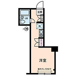 ダイヤモンドレジデンス中央 2階ワンルームの間取り