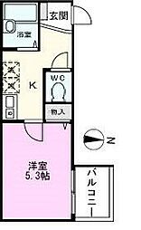 北総鉄道 新柴又駅 徒歩5分の賃貸アパート 2階1Kの間取り