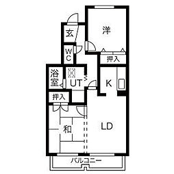 名鉄名古屋本線 一ツ木駅 徒歩11分の賃貸マンション 3階2LDKの間取り