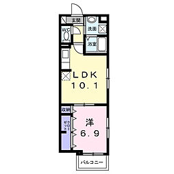 日暮里舎人ライナー 江北駅 徒歩10分の賃貸アパート 2階1LDKの間取り