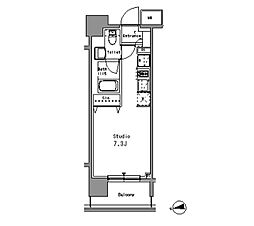JR総武線 亀戸駅 徒歩10分の賃貸マンション 4階ワンルームの間取り
