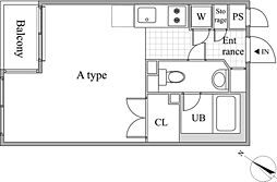 JR山手線 目黒駅 徒歩7分の賃貸マンション 3階ワンルームの間取り