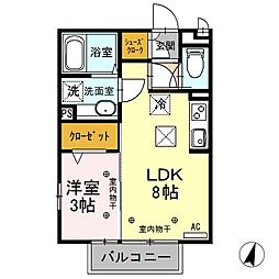 セントラルヴィレッジ　Ａ 1階1LDKの間取り