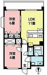 京王相模原線 若葉台駅 徒歩4分の賃貸マンション 4階2LDKの間取り