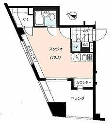 京王線 笹塚駅 徒歩3分の賃貸マンション 10階ワンルームの間取り